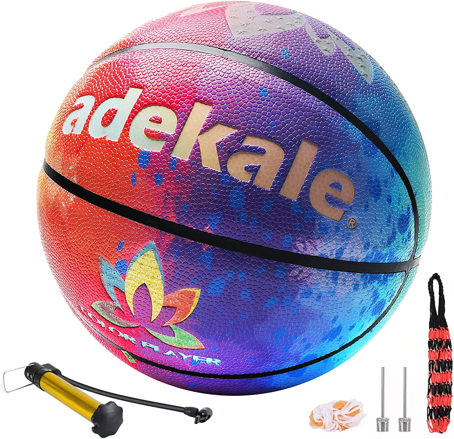 Neon Red LIOOBO Luminous Basketball Light Up Glow in the Dark Basketball Night Game Street Pu Glowing Light Basketball for Adults Outdoor Night Training 
